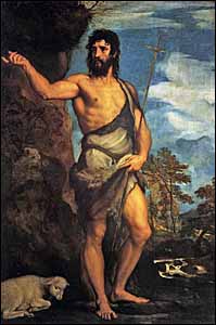 Titian, 'John the Baptist' (1540), oil on canvas, 79 x 52 in, Gallerie dell'Accademia, Venice