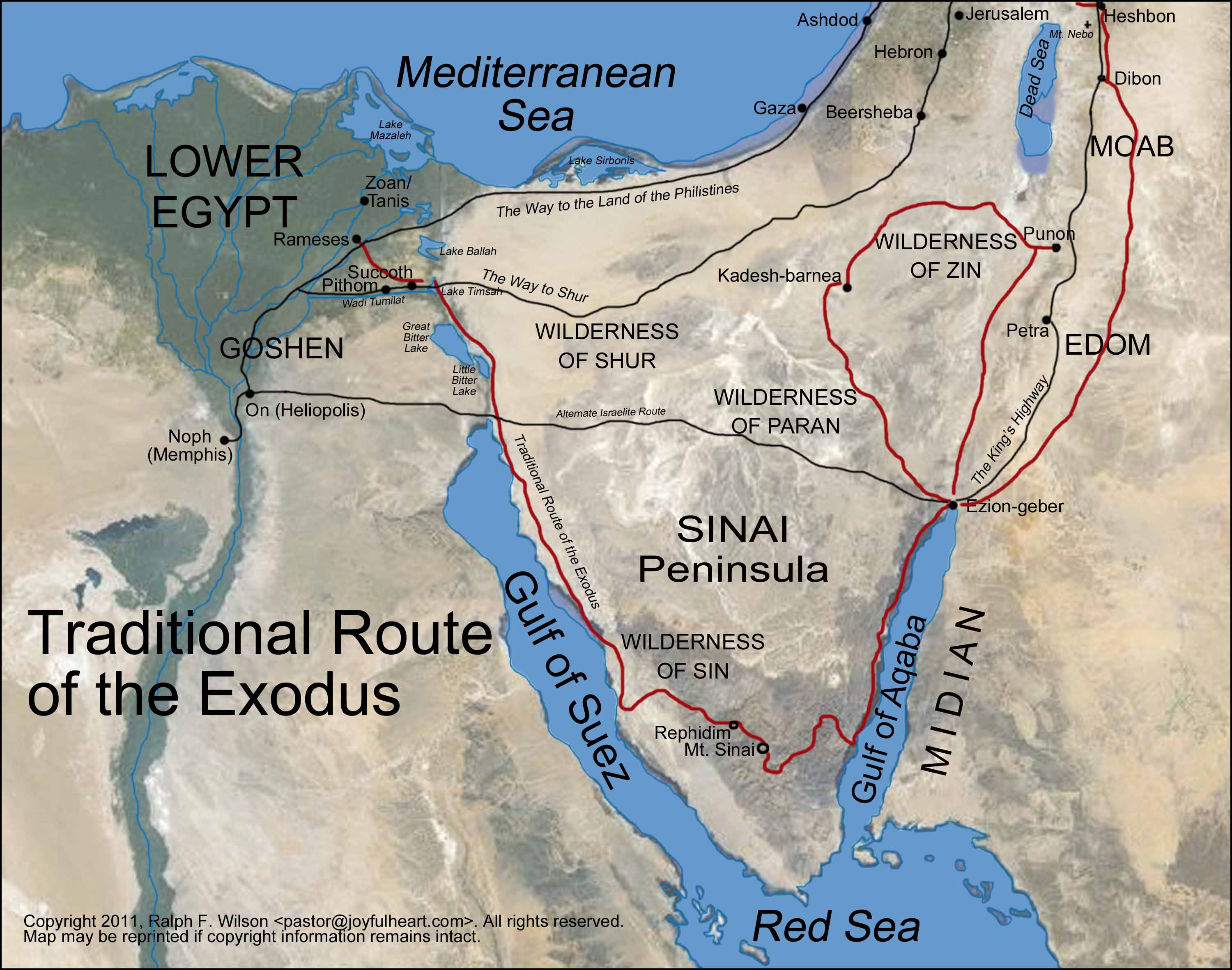 Map Egypt Sinai Exodus Route Topo 3000x2363x300 